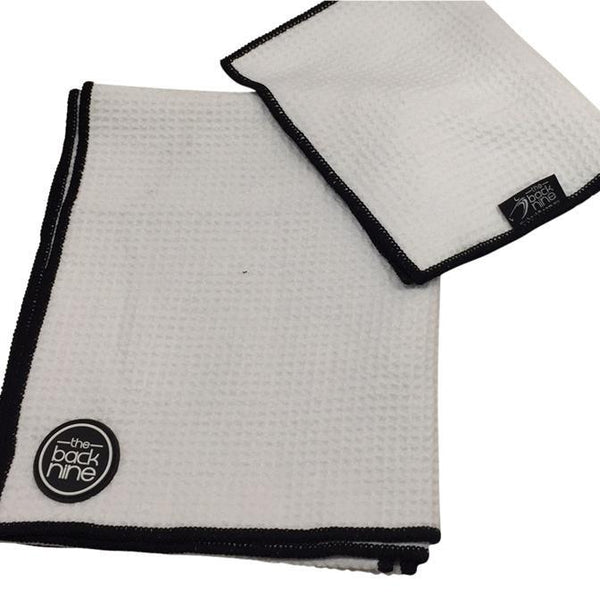 Caddy Tour Towel + Bonus Towel - White/Navy - The Back Nine Online