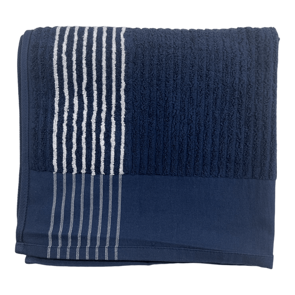 Retro Terry Towelling Towel - Navy / White - The Back Nine Online