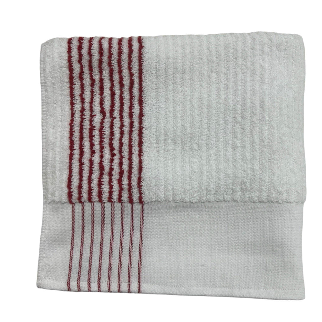 Retro Terry Towelling Towel - White / Red - The Back Nine Online