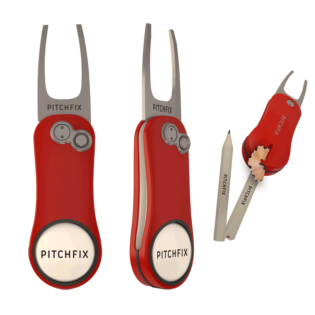 Pitchfix Hybrid 2.0 Divot Tool - Red - The Back Nine