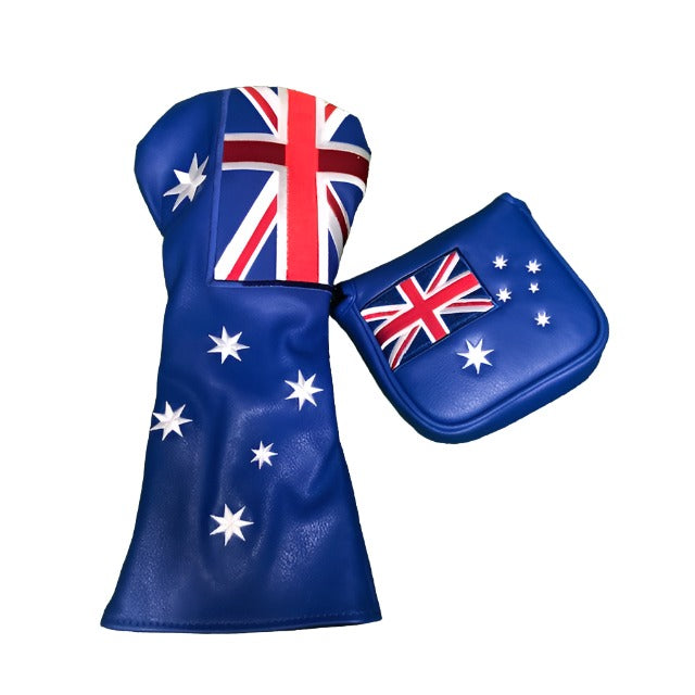 Australian Flag - Driver & "Square" Mallet Cover Twin Pack The Back Nine Online - Custom HeadCovers & Custom Golf Bags