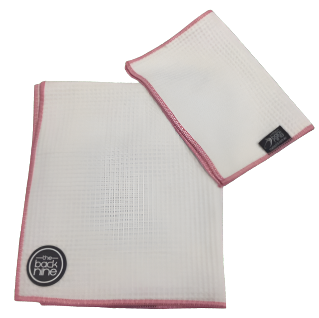 Caddy Tour Towel + Bonus Towel - White Pink - The Back Nine