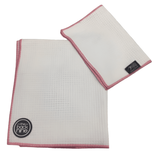 Caddy Tour Towel + Bonus Towel - White Pink - The Back Nine Online