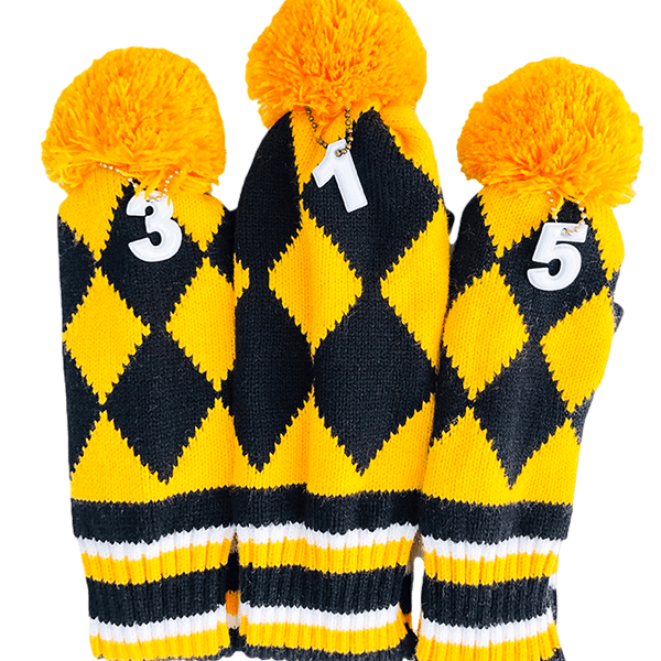 Retro Pom Pom Knitted Diamond Wood Cover Set - 1, 3, 5 - The Back Nine Online